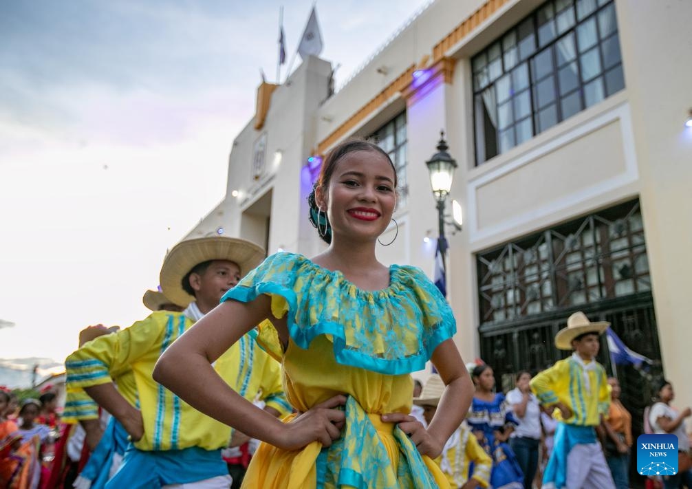 People participate in a parade in Leon, Nicaragua, Sept. 23, 2024. Leon Viejo (meaning Old Leon) was built in 1524. It was damaged by volcanic eruptions and earthquakes and was later moved to a new location. Now Leon is the second largest city in Nicaragua and is home to two World Heritage Sites: the Ruins of Leon Viejo and the Cathedral of Leon. (Photo: Xinhua)