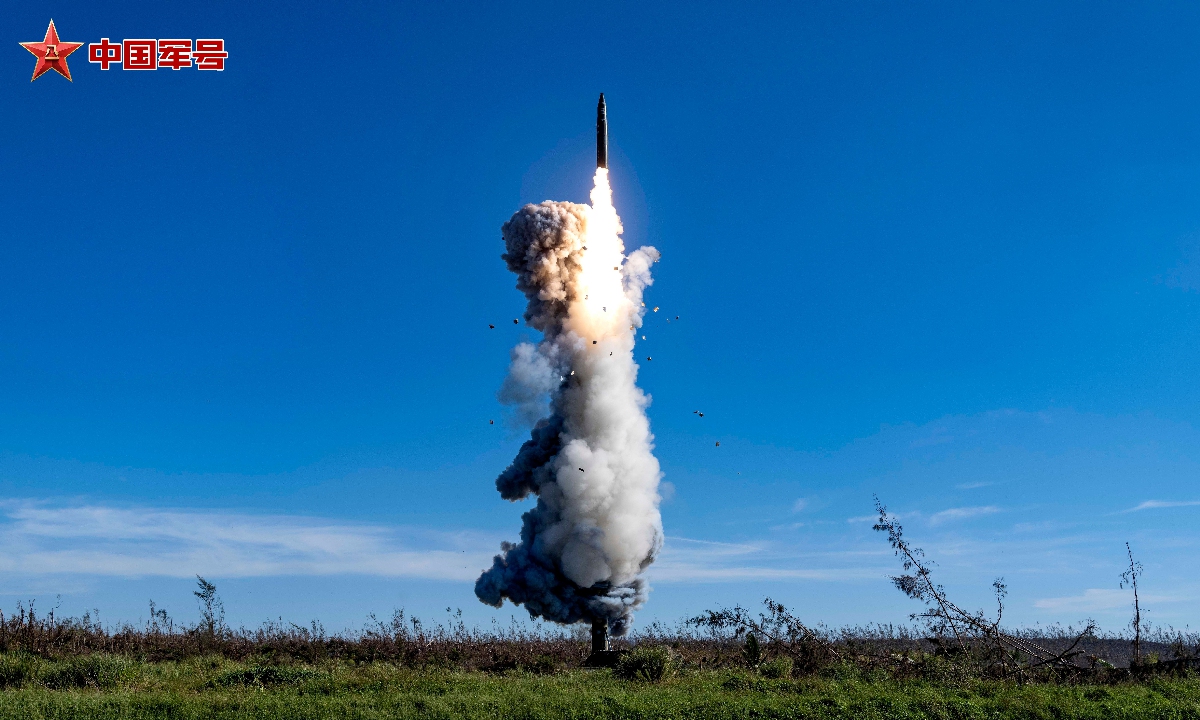 The Chinese People's Liberation Army (PLA) Rocket Force launched an intercontinental ballistic missile (ICBM) carrying a dummy warhead to the high seas in the Pacific Ocean at 08:44 am on September 25, 2024, and the missile fell into expected sea areas. Photo: Screenshot from the social media account of the PLA's news media center