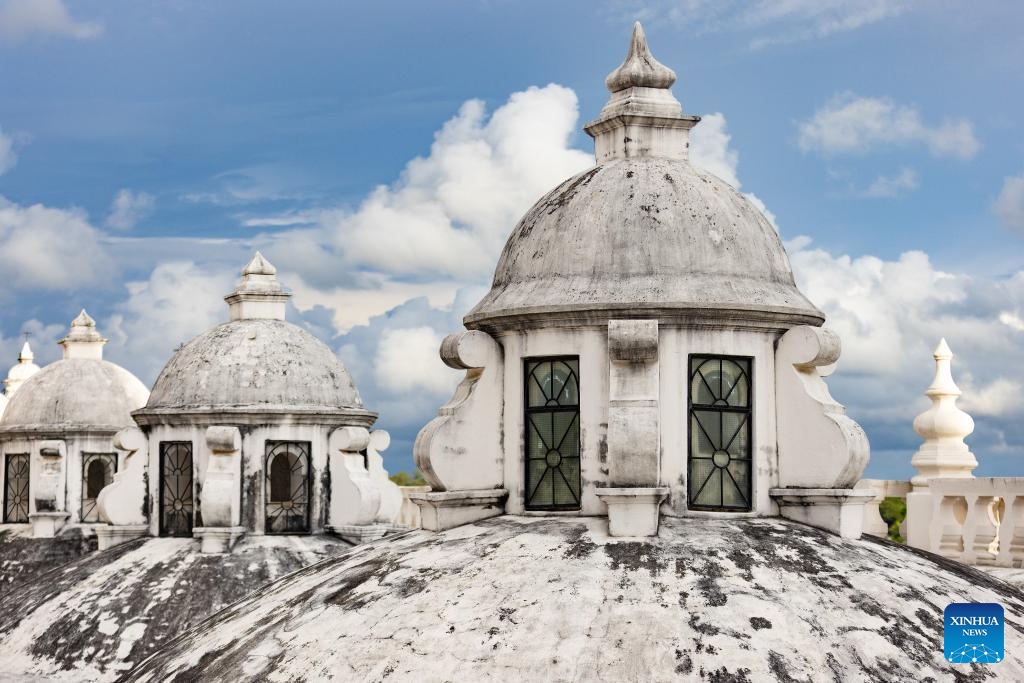 This photo taken on Sept. 23, 2024 shows part of the Cathedral of Leon, in Leon, Nicaragua. Leon Viejo (meaning Old Leon) was built in 1524. It was damaged by volcanic eruptions and earthquakes and was later moved to a new location. Now Leon is the second largest city in Nicaragua and is home to two World Heritage Sites: the Ruins of Leon Viejo and the Cathedral of Leon. (Photo: Xinhua)