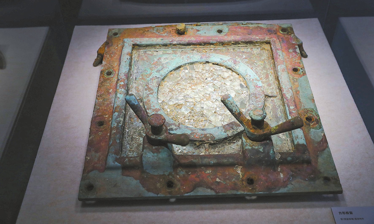 One of the square portholes that are unique to the Zhiyuan and Jingyuan ships at an exhibition at the China Port Museum in Ningbo, East China's Zhejiang Province Photo: VCG