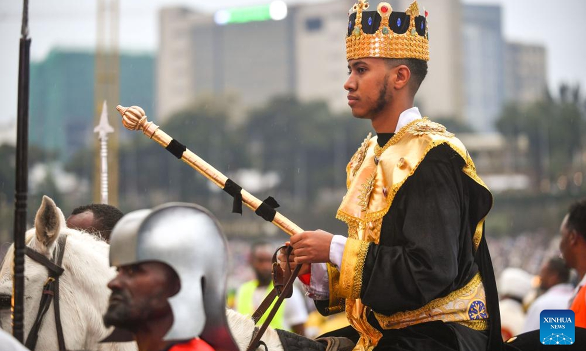 A man is seen in celebration of the Meskel festival in Addis Ababa, capital of Ethiopia, on Sept. 26, 2024.  (Photo: Xinhua)