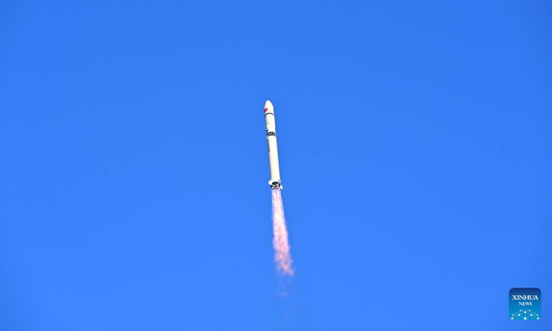 A Long March-2D rocket carrying China's first reusable and returnable test satellite, the Shijian-19, blasts off from the Jiuquan Satellite Launch Center in northwest China, Sept. 27, 2024. China sent its first reusable and returnable test satellite, the Shijian-19, into space on Friday, using a Long March-2D rocket for the launch. (Photo: Xinhua)