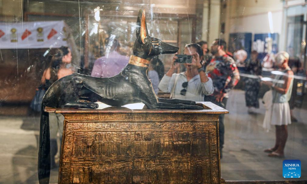 Tourists visit the Egyptian Museum on the occasion of World Tourism Day in Cairo, Egypt, Sept. 27, 2024.   (Photo: Xinhua)