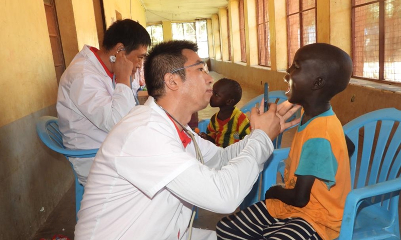 Doctors from the 12th Chinese medical team examines a child at the Juba Orphanage in Juba, South Sudan, Sept. 28, 2024. Photo: Xinhua