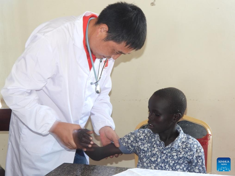 A doctor from the 12th Chinese medical team examines a child at the Juba Orphanage in Juba, South Sudan, Sept. 28, 2024. Photo: Xinhua