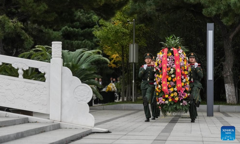 A mourning ritual is held at the Chinese People's Volunteers (CPV) martyrs' cemetery in Shenyang, northeast China's Liaoning Province, Sept. 30, 2024. (Photo: Xinhua)