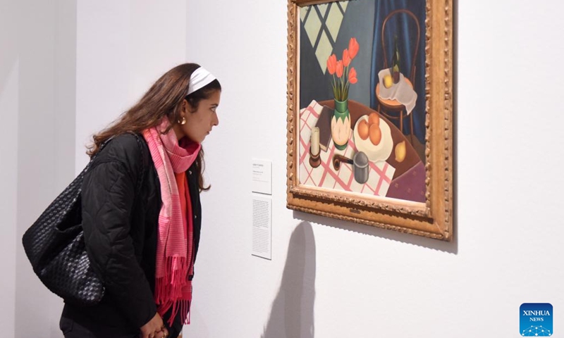 A visitor looks at an exhibit at Leopold Museum in Vienna, Austria, Oct. 5, 2024. Austria on Saturday held the 24th Long Night of Museums cultural event, during which museums and galleries nationwide remained open from 6 p.m. to 12 a.m. the following day. (Photo by Han Lu/Xinhua)