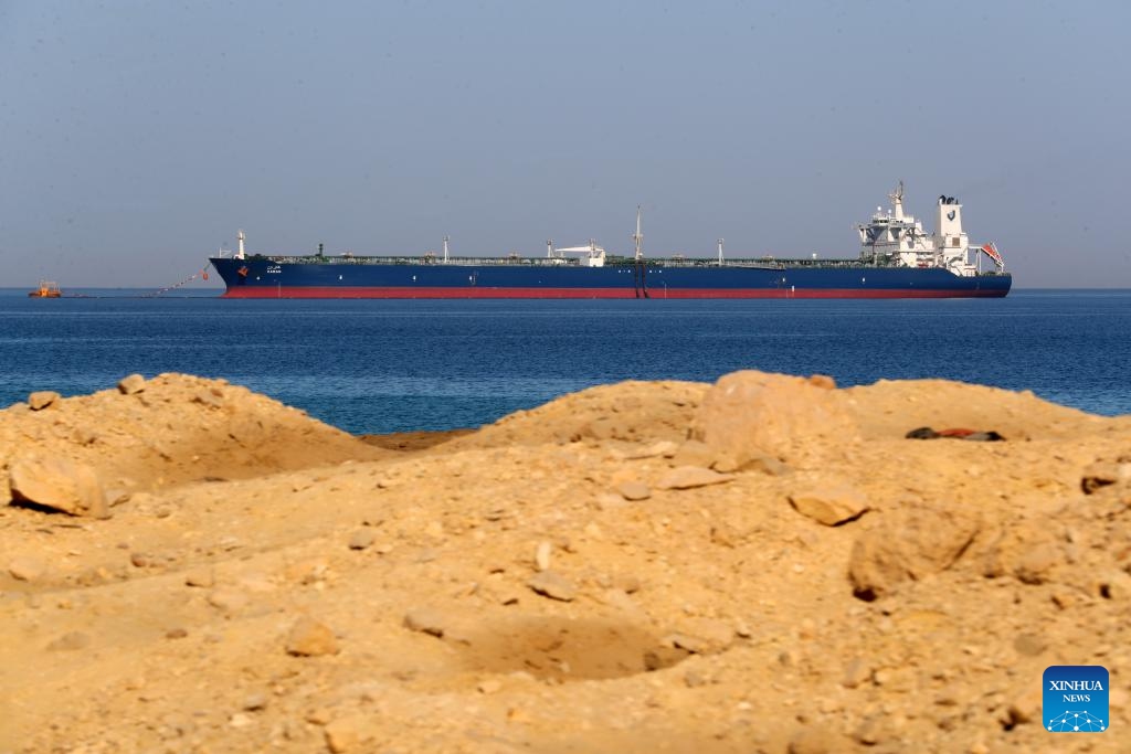 A ship sails on the Gulf of Suez, Egypt, on Oct. 8, 2024. Revenues of Egypt's Suez Canal dropped by 60 percent and the number of ships passing through the waterway decreased by 49 percent since the beginning of 2024, an Egyptian official said Sunday. (Photo: Xinhua)