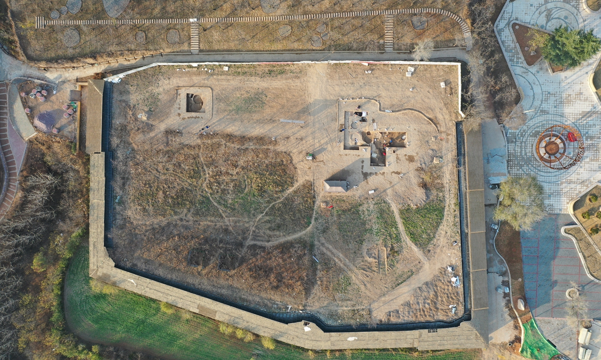 A bird's-eye view of the fourth archaeological excavation site at Yangshao Village Photo: Courtesy of Henan Provincial Institute of Cultural Relics and Archaeology