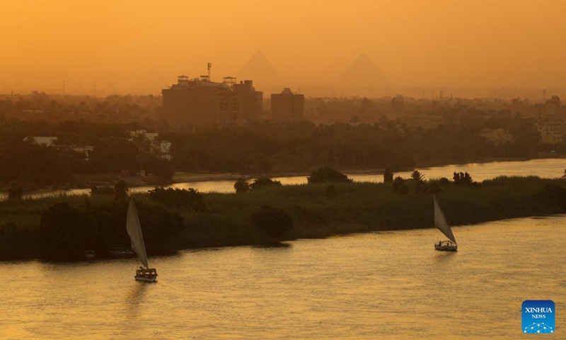 Boats sail on the Nile River at sunset in Cairo, Egypt, on Oct. 8, 2024. (Photo: Xinhua)