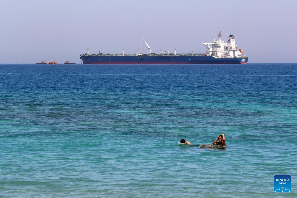 A ship sails on the Gulf of Suez, Egypt, on Oct. 8, 2024. Revenues of Egypt's Suez Canal dropped by 60 percent and the number of ships passing through the waterway decreased by 49 percent since the beginning of 2024, an Egyptian official said Sunday. (Photo: Xinhua)