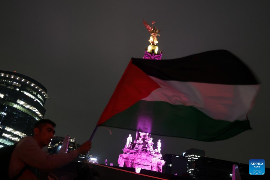 A man participates in a vigil in support of Palestine, calling for an end to the conflict in the Middle East, in Mexico City, Mexico, on Oct. 7, 2024. (Photo: Xinhua)