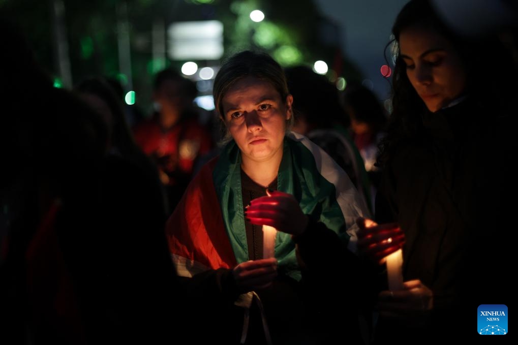 People participate in a vigil in support of Palestine, calling for an end to the conflict in the Middle East, in Mexico City, Mexico, on Oct. 7, 2024. (Photo: Xinhua)