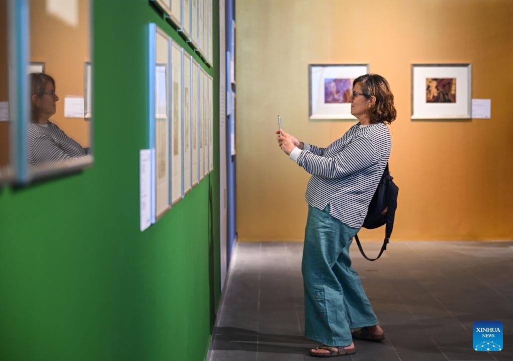 A visitor views an exhibition of Pablo Picasso's works at the Ataturk Cultural Center in Istanbul, Türkiye, Oct. 9, 2024. An exhibition showcasing over 100 artworks by Pablo Picasso was held here by the Turkish Culture and Tourism Ministry. (Photo: Xinhua)