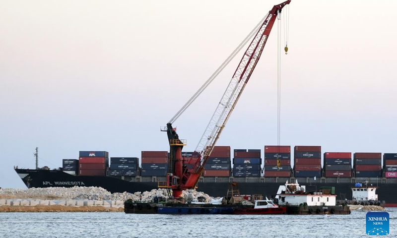 A cargo ship carrying containers docks at the Port of Mersin, Türkiye, on Oct. 11, 2024. Heightened tensions in the Middle East will hinder Türkiye's efforts to get its ailing economy back on its feet amid prolonged uncertainty and raising concerns about potential shockwaves in global markets, analysts said. (Photo: Xinhua)