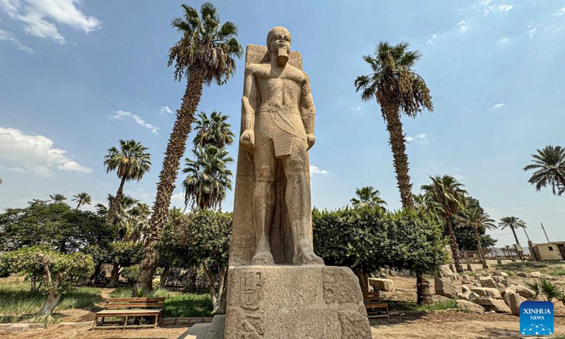 This photo taken on Oct. 11, 2024 shows a pharaoh statue at the Mit Rahina Museum in Giza, Egypt. (Photo: Xinhua)