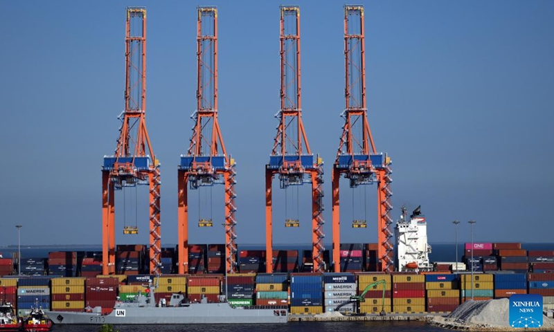 Photo taken on Oct. 11, 2024 shows cargo containers at the Port of Mersin, Türkiye. Heightened tensions in the Middle East will hinder Türkiye's efforts to get its ailing economy back on its feet amid prolonged uncertainty and raising concerns about potential shockwaves in global markets, analysts said. (Photo: Xinhua)