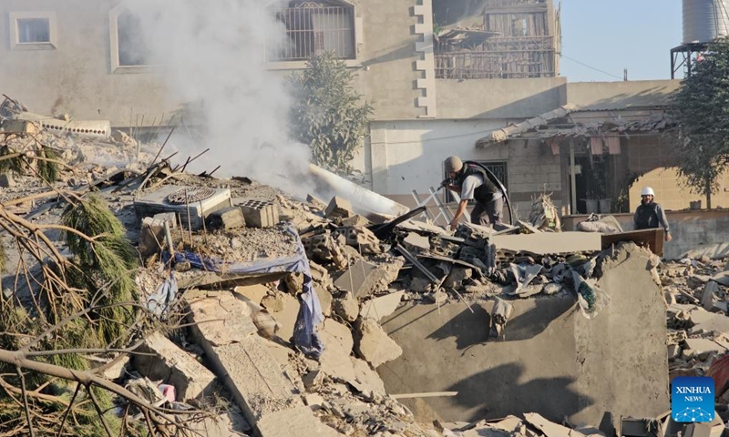 This photo shows the destruction caused by an Israeli airstrike in Sohmor, Lebanon, Oct. 10, 2024. (Photo: Xinhua)