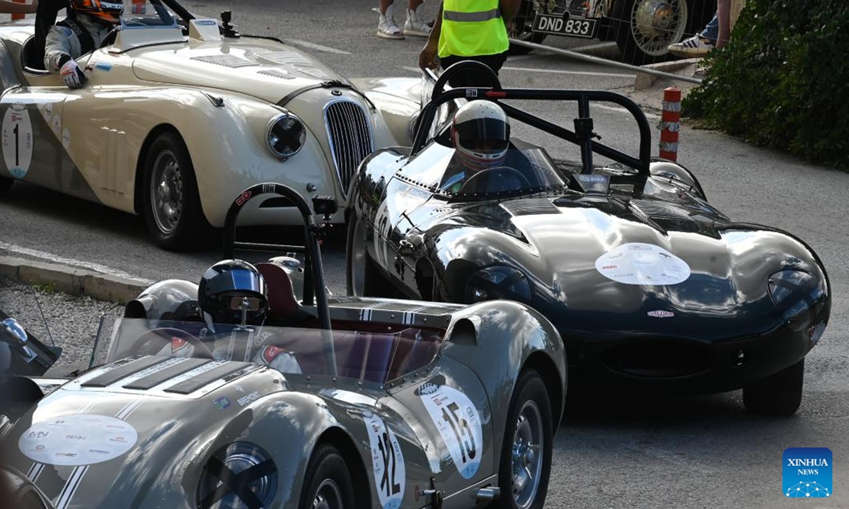 This photo taken on Oct. 12, 2024 shows classic cars waiting to race during the Mdina Grand Prix in Mdina, Malta. The 14th edition of Classic Mdina Grand Prix is being held between Thursday and Sunday in Mdina. (Photo: Xinhua)