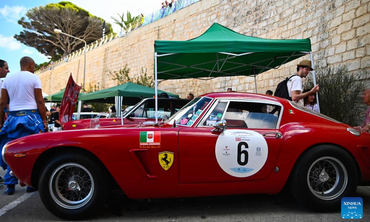 This photo taken on Oct. 12, 2024 shows a classic car during the Mdina Grand Prix in Mdina, Malta. The 14th edition of Classic Mdina Grand Prix is being held between Thursday and Sunday in Mdina. (Photo: Xinhua)