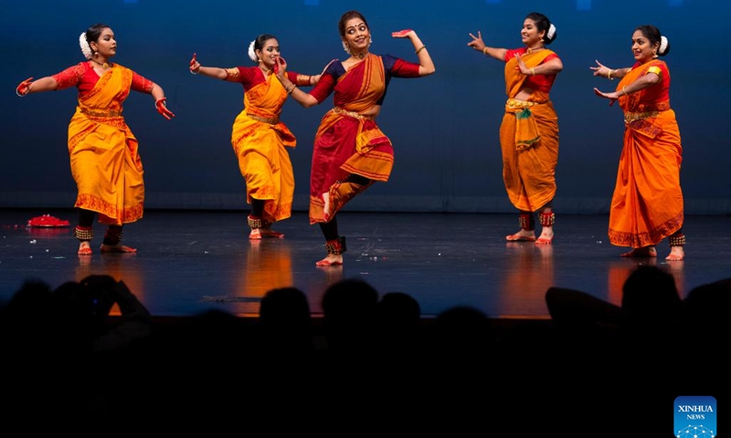 Dressed-up dancers perform during the 2024 Toronto International Dance Festival in Toronto, Canada, on Oct. 12, 2024. This event is held here from Oct. 11 to 13. (Photo: Xinhua)