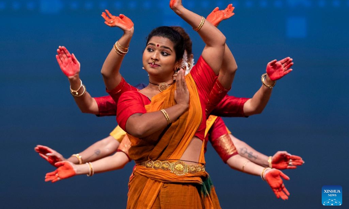 Dressed-up dancers perform during the 2024 Toronto International Dance Festival in Toronto, Canada, on Oct. 12, 2024. This event is held here from Oct. 11 to 13. (Photo: Xinhua)