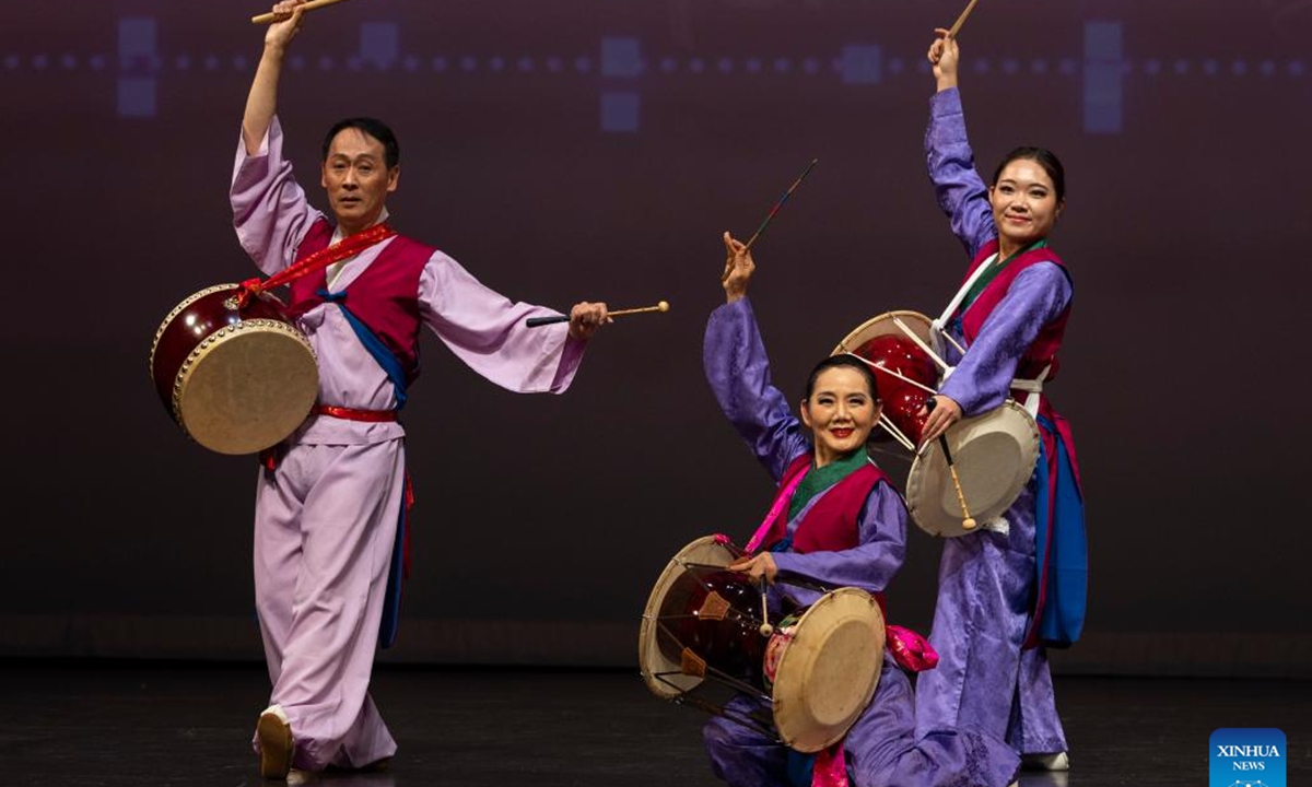 Dressed-up dancers perform during the 2024 Toronto International Dance Festival in Toronto, Canada, on Oct. 12, 2024. This event is held here from Oct. 11 to 13. (Photo: Xinhua)