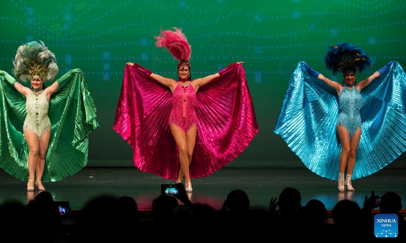 Dressed-up dancers perform during the 2024 Toronto International Dance Festival in Toronto, Canada, on Oct. 12, 2024. This event is held here from Oct. 11 to 13. (Photo: Xinhua)