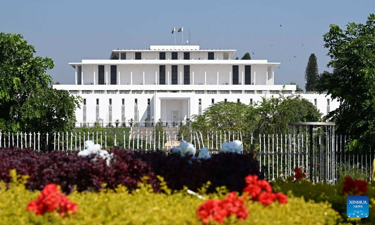 This photo taken on Oct. 12, 2024 shows a view of the President House in Islamabad, capital of Pakistan.    (Photo: Xinhua)