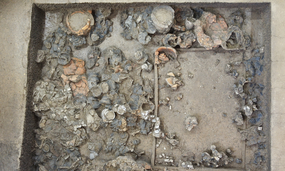 The excavation site of the M27 tomb at the Wangzhuang site in Central China's Henan Province Photo: Courtesy of Zhu Guanghua