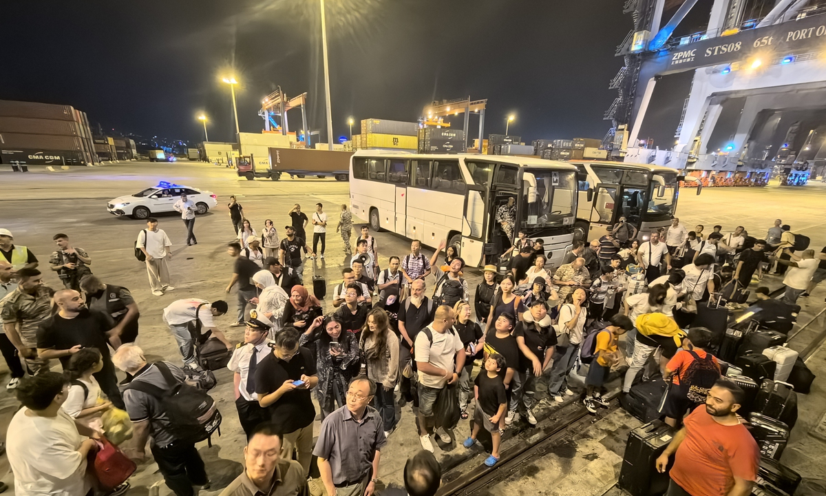 Evacuees gather and wait to depart at the Beirut port, on September 30, 2024. Photo: Courtesy of China COSCO Shipping Corporation