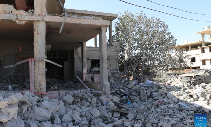 This photo shows destruction caused by Israeli airstrikes in Baalbek, Lebanon, on Oct. 14, 2024. (Photo: Xinhua)