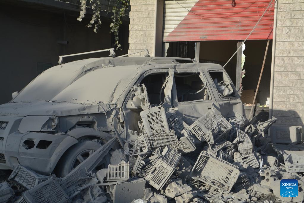 This photo taken on Oct. 15, 2024 shows the destruction caused by Israeli airstrikes in Sahmar, Lebanon. The death toll from Israeli airstrikes on Lebanon since the beginning of the Hezbollah-Israeli conflict on Oct. 8, 2023, reached 2,367, while injuries went up to 11,088, the Lebanese Health Ministry said on Wednesday. (Photo: Xinhua)