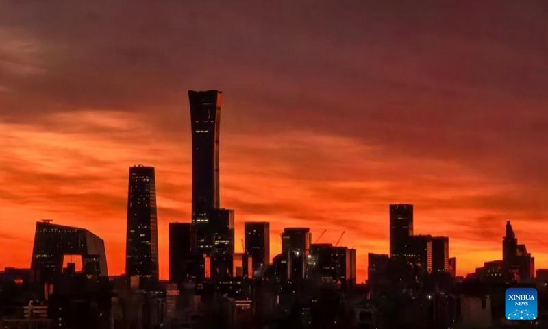 This photo taken with a mobile phone shows the skyline during early morning in Beijing, capital of China, Oct. 19, 2024. (Photo: Xinhua)