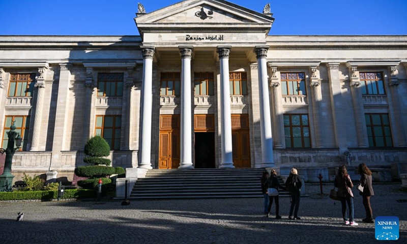 Tourists visit the Istanbul Archaeology Museum in Istanbul, Türkiye, Oct. 17, 2024. The Istanbul Archaeological Museum in Türkiye was established in the 19th century and is one of the world's most famous museums. (Photo: Xinhua)