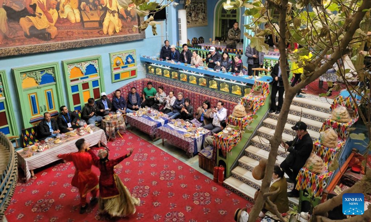 This photo taken by Waref Komaiha, an attendee of the sixth World Media Summit, shows a dance performance at Guli's Home, a local resident's yard converted into a tourist resting place, in Kashgar, northwest China's Xinjiang Uygur Autonomous Region, Oct. 16, 2024.  (Photo: Xinhua)