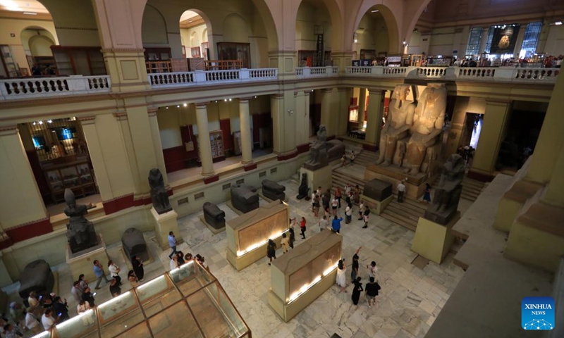 Tourists visit the Egyptian Museum in Cairo, Egypt, on Oct. 18, 2024. Egypt has entered its peak tourism season as the weather becomes cooler.  (Photo: Xinhua)