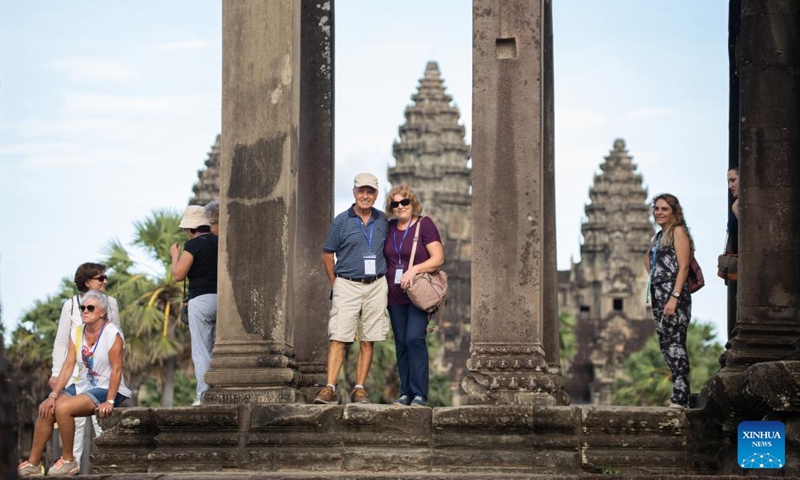 Tourists visit the Angkor Wat temple in Siem Reap province, Cambodia on Oct. 18, 2024.   (Photo: Xinhua)