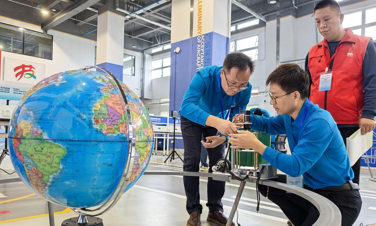 Technical talent teams compete in the national trials for the space systems engineering competition at the 2024 BRICS Skills Competition, in Tianjin Municipality, on October 15, 2024. Photo: VCG