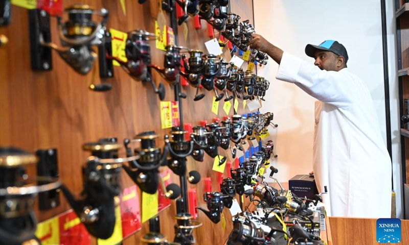 A man visits the Kuwait 2024 International Outdoor Sports and Activities Expo in Hawalli Governorate, Kuwait, Oct. 22, 2024. Kicked off here on Tuesday, the 5-day event features over 100 participating enterprises. (Photo: Xinhua)