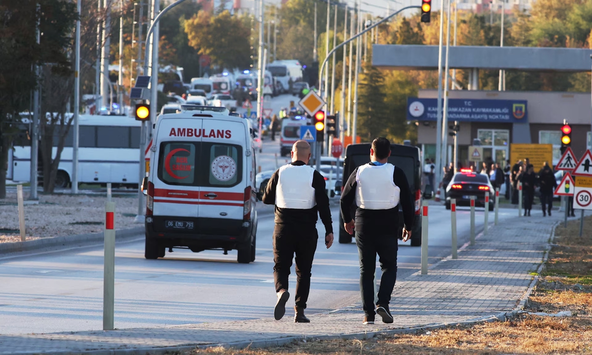 A general view of the entrance of the headquarters of Turkey's aviation company TUSAS, where five people were killed and 22 others wounded in an attack, near Kahramankazan, a town of Turkish capital Ankara, October 23, 2024. (Photo: Reuters)