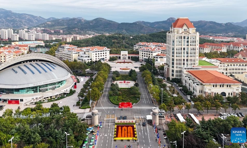 An aerial drone photo shows the Laoshan campus of Ocean University of China in Qingdao, east China's Shandong Province, Oct. 21, 2024. The 100th anniversary of the founding of Ocean University of China will fall on Oct. 25, 2024. (Photo: Xinhua)