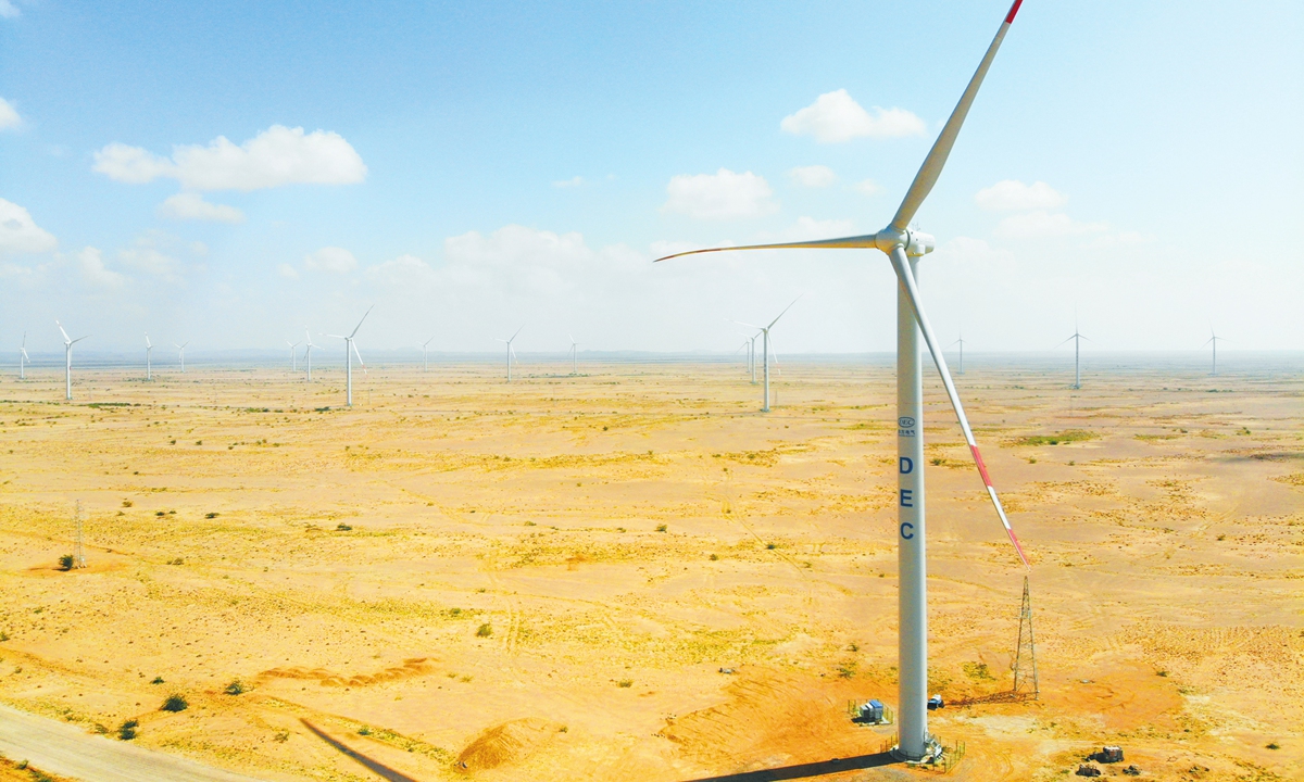 The Ayisha II Wind Power Project in Ethiopia, designed and constructed by the Northwest Electric Power Design Institute Photo: Courtesy of Northwest Electric Power Design Institute