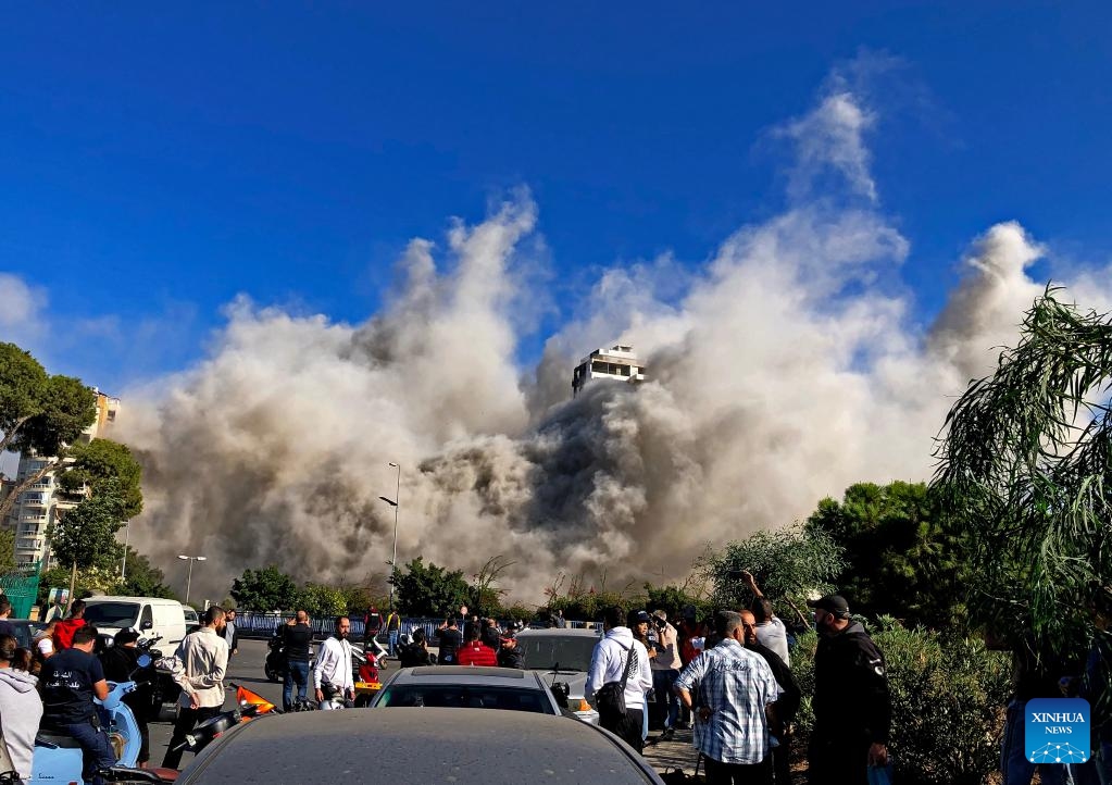 Smoke billows from a building after an Israeli airstrike in the southern suburb of Beirut, Lebanon, Oct. 22, 2024. The death toll from Israeli airstrikes on Lebanon since the beginning of the Israel-Hezbollah conflict has reached 2,530, with injuries up to 11,803, according to a report released Tuesday by the Disaster Risk Management Unit at the Lebanese Council of Ministers. (Photo: Xinhua)