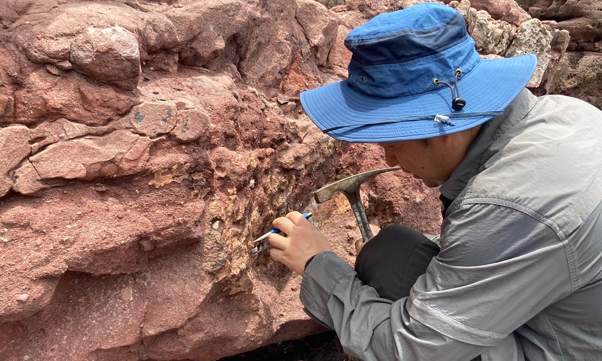 An expert from the CAS collect dinosaur fossils. Photo: The officla website of the Hong Kong SAR