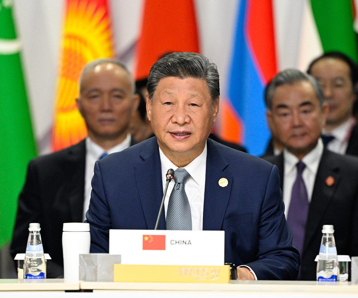 Chinese President Xi Jinping delivers a speech at the BRICS Plus leaders' dialogue in Kazan, Russia on October 24, 2024. Photo: Xinhua