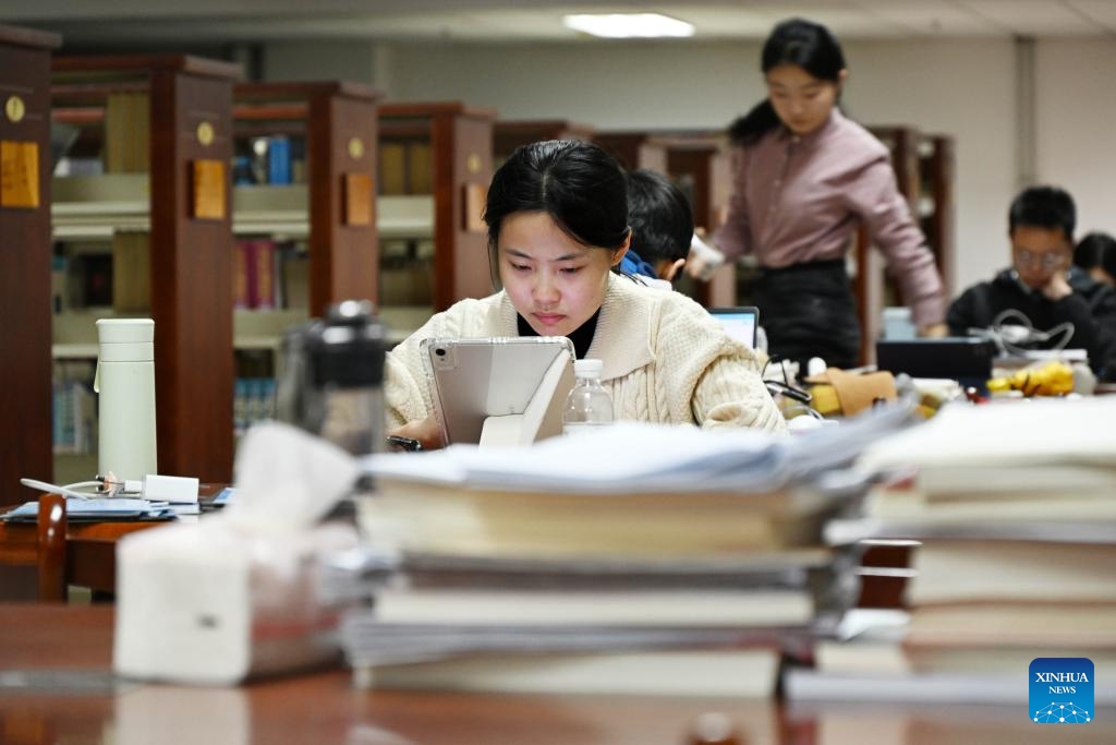 Students study at a library on Laoshan campus of Ocean University of China in Qingdao, east China's Shandong Province, Oct. 21, 2024. The 100th anniversary of the founding of Ocean University of China will fall on Oct. 25, 2024. (Photo: Xinhua)