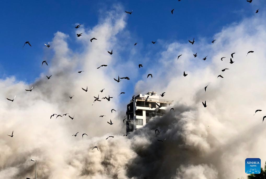 Smoke billows from a building after an Israeli airstrike in the southern suburb of Beirut, Lebanon, Oct. 22, 2024. The death toll from Israeli airstrikes on Lebanon since the beginning of the Israel-Hezbollah conflict has reached 2,530, with injuries up to 11,803, according to a report released Tuesday by the Disaster Risk Management Unit at the Lebanese Council of Ministers. (Photo: Xinhua)