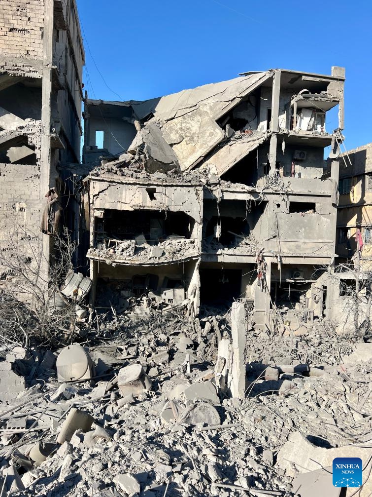 This photo taken on Oct. 23, 2024 shows the damage caused by Israeli airstrikes in Tyre, Lebanon. Three people were killed by an Israeli raid on Maarakeh village in Tyre District, the official National News Agency (NNA) reported. (Photo: Xinhua)