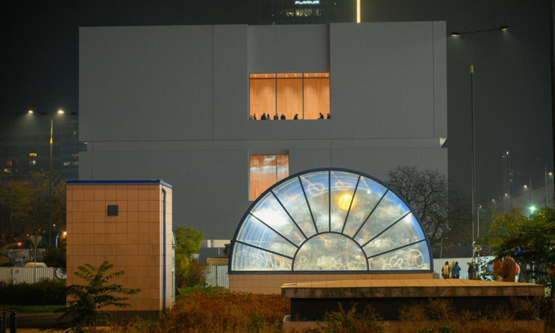 This photo taken on Oct. 25, 2024 shows a view of the new building of the Museum of Modern Art in Warsaw, Poland. (Photo: Xinhua)